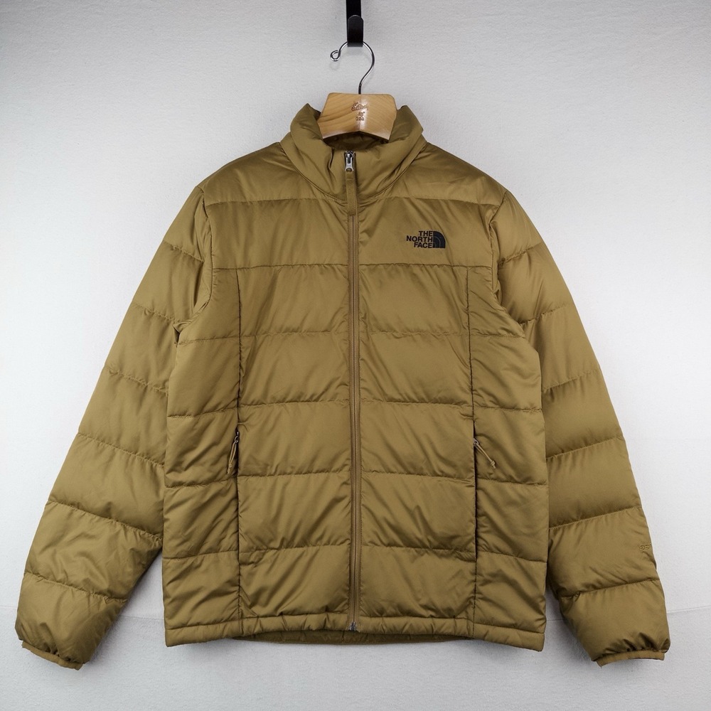 The North Face 550 Fill Goose Down Puffer Jacket Coat Men's M Alpz Khaki Gold